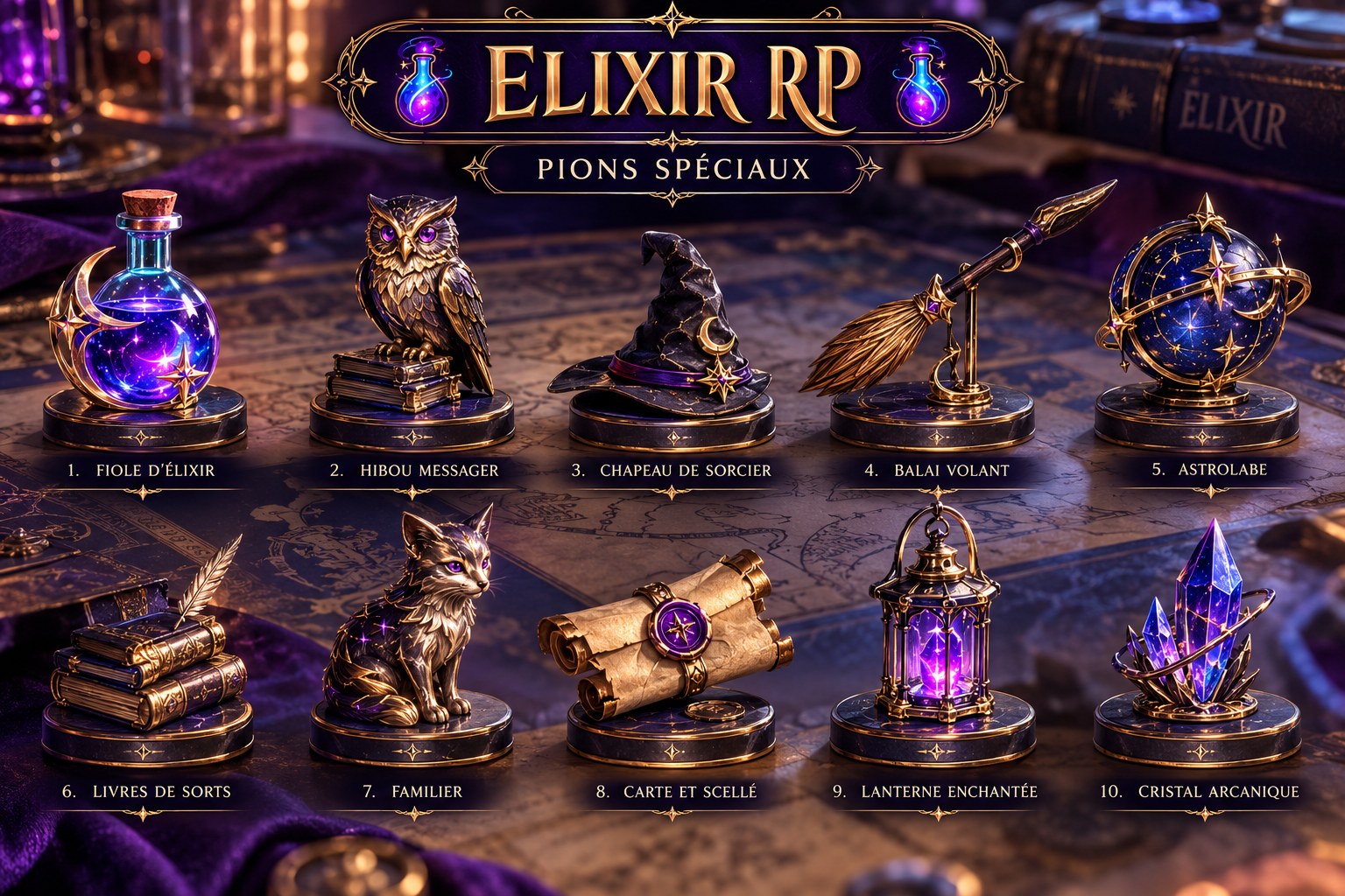 Les dix pions disponibles